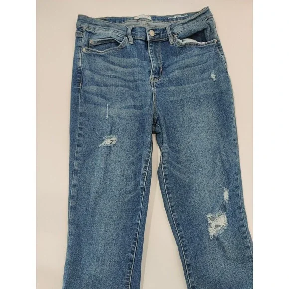 nicole miller Soho High Rise Skinny Crop Blue Distressed Jeans Women's Sz‎ 8 - Picture 5 of 12